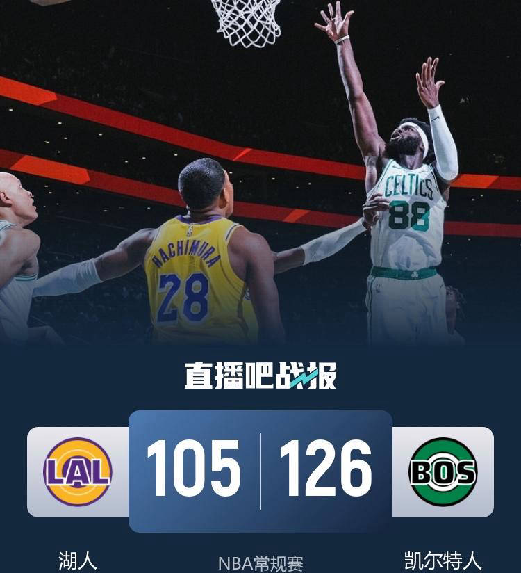 凯尔特人队主场击败湖人,豪取连胜